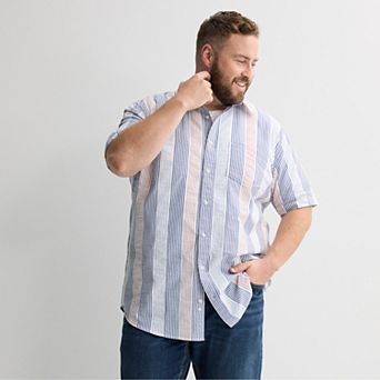 Big & Tall Sonoma Goods For Life® Perfect Length Seersucker Short Sleeve Button-Down Shirt