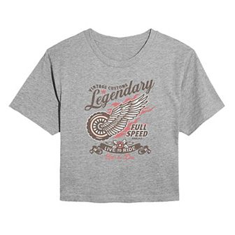 Juniors' Vintage Customs Legendary Live To Ride Cropped Tee