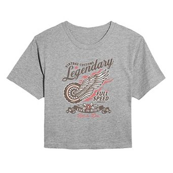 Juniors' Vintage Customs Legendary Live To Ride Cropped Tee