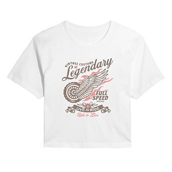 Juniors' Vintage Customs Legendary Live To Ride Cropped Tee