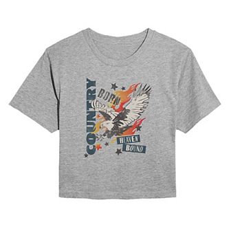Juniors' Country Born Heaven Bound Cropped Tee