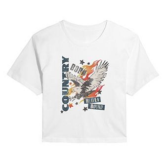 Juniors' Country Born Heaven Bound Cropped Tee