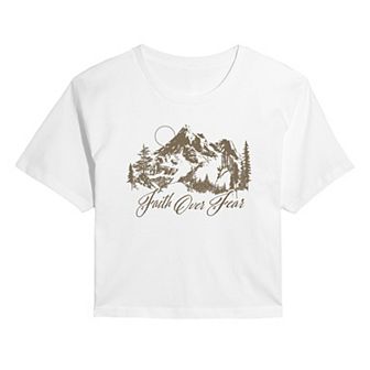Juniors' Faith Over Fear Mountain Cropped Tee