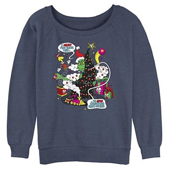 Juniors' The Grinch Graphic Long Sleeve Slouchy Terry Pullover