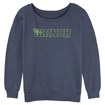 Juniors' The Grinch Varsity Style Long Sleeve Slouchy Terry Pullover