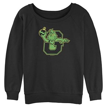 Juniors' The Grinch Varsity Vibes Long Sleeve Slouchy Terry Pullover