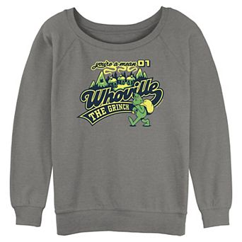 Juniors' The Grinch You're Mean Long Sleeve Slouchy Terry Graphic Pullover