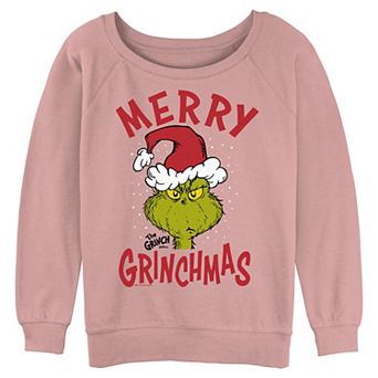 Juniors' The Grinch Merry Grinchmas Long Sleeve Slouchy Terry Pullover