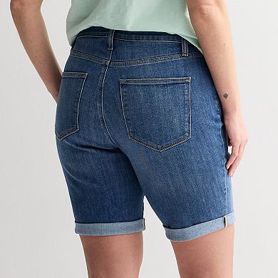 Women's Sonoma Goods For Life® Curvy Roll Cuff Denim Bermuda Shorts