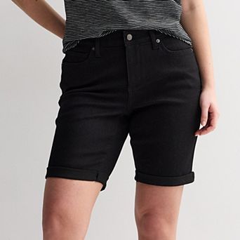 Women's Sonoma Goods For Life® Curvy Roll Cuff Denim Bermuda Shorts