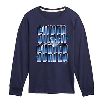 Boys 8-20 Marvel The Fantastic Four: First Steps Silver Surfer Chrome Long Sleeve Graphic Tee