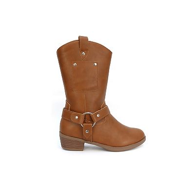 Yoki Dixi Kids Tall Strap Detail Cowboy Boots