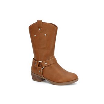 Yoki Dixi Kids Tall Strap Detail Cowboy Boots