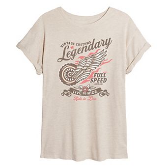 Juniors' Vintage Customs Legendary Live To Ride Oversized Tee