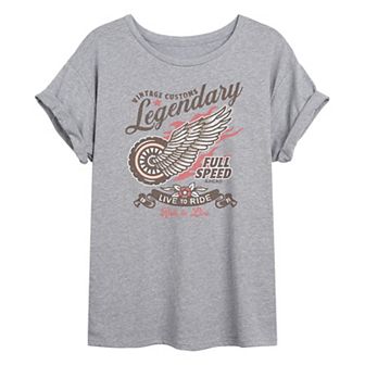Juniors' Vintage Customs Legendary Live To Ride Oversized Tee