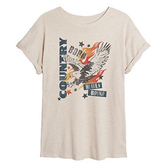 Juniors' Country Born Heaven Bound Oversized Tee