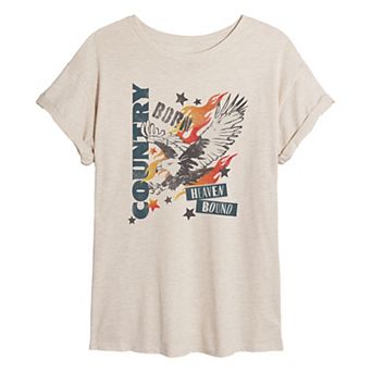 Juniors' Country Born Heaven Bound Oversized Tee