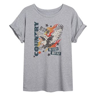 Juniors' Country Born Heaven Bound Oversized Tee