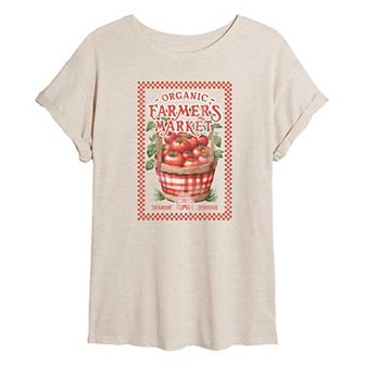 Juniors' Organic Farmers Market Tomatoes Oversized Tee