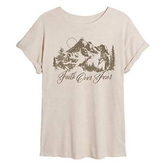 Juniors' Faith Over Fear Mountain Oversized Tee