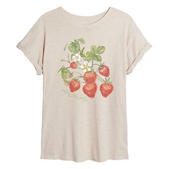 Juniors' All For His Glory Strawberry Oversized Tee