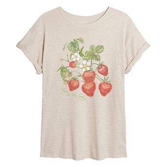 Juniors' All For His Glory Strawberry Oversized Tee