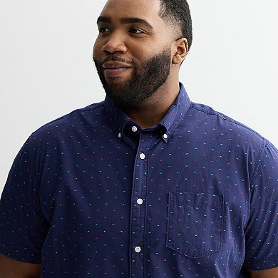 Big & Tall Sonoma Goods For Life® Perfect Length Dobby Short Sleeve Button-Down Shirt