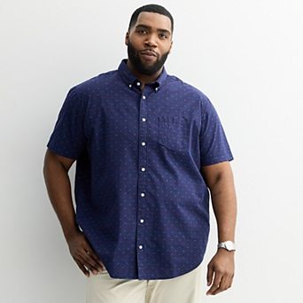 Big & Tall Sonoma Goods For Life® Perfect Length Dobby Short Sleeve Button-Down Shirt