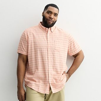 Big & Tall Sonoma Goods For Life® Perfect Length Dobby Short Sleeve Button-Down Shirt
