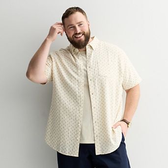 Big & Tall Sonoma Goods For Life® Perfect Length Dobby Short Sleeve Button-Down Shirt
