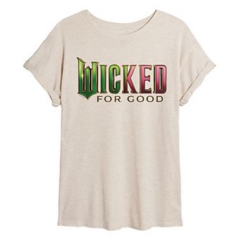 Juniors' Wicked For Good Logo Oversized Graphic Tee