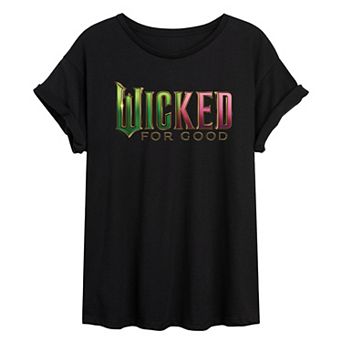 Juniors' Wicked For Good Logo Oversized Graphic Tee