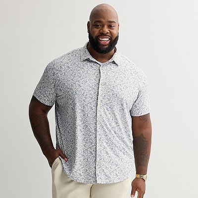 Big & Tall Apt. 9 Point Collar Button-Down Short Sleeve Shirt