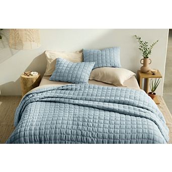Miryana 2 pc Cloud Blue Solid Jacquard Twin/Twin XL Coverlet & Sham Set