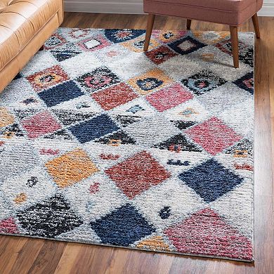 Unique Loom Coastal Morocco Diamond Throw or Accent Rug