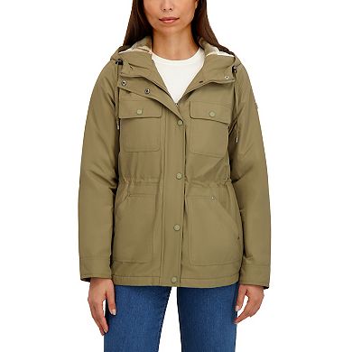 Women's Halitech Fleece-Lined Rain Coat with Hooded Design