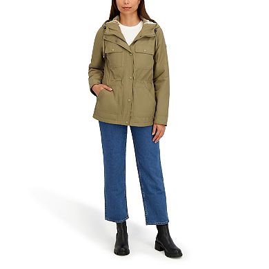 Women's Halitech Fleece-Lined Rain Coat with Hooded Design