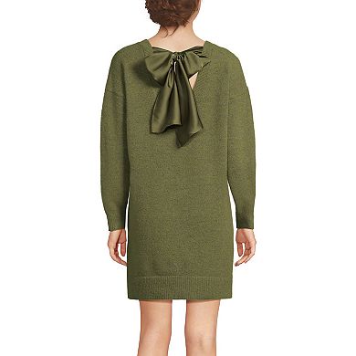 Women's Lands' End Fuzzy Bow Back Mini Sweater Dress