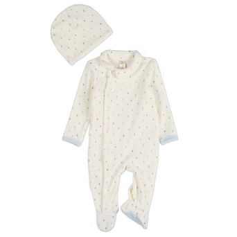 2 pc Baby Boys "Playful Dots" Velour Footie Set