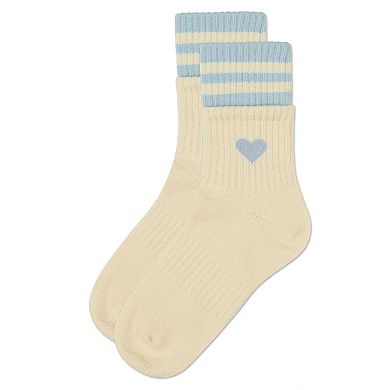 Girl's Sport Rib Heart Crew Socks