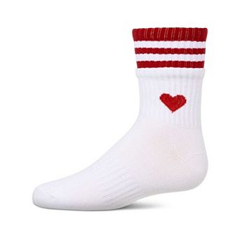 Girl's Sport Rib Heart Crew Socks