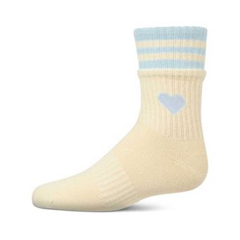 Girl's Sport Rib Heart Crew Socks