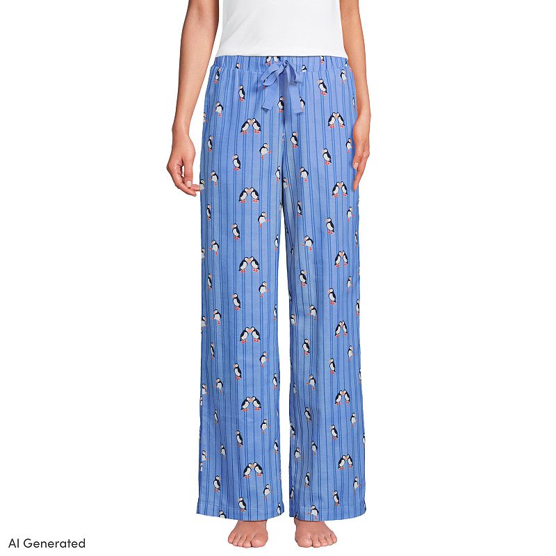 Lands' End Women's Flannel Wide Leg Pajama Pants, 