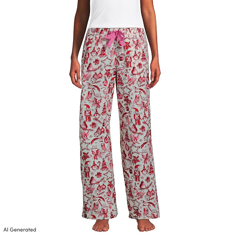 Lands' End Women's Flannel Wide Leg Pajama Pants, 