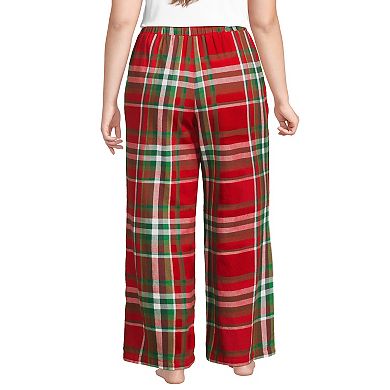 Plus Size Lands' End Flannel Wide Leg Pajama Pants