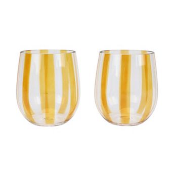 Celebrate Together™ Summer 2 pc Striped Stemless Wine Glass Set