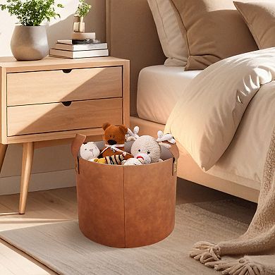 Neatly Round Leather Basket