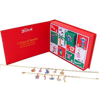 Disney's Lilo & Stitch 14k Gold Flash Plated Ohana Necklace & Bracelet Charm Set Advent Calendar