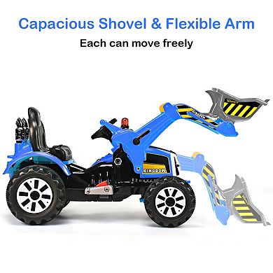Costway 12V Battery Powered Kids Ride On Excavator Truck w/ Front Loader Digger