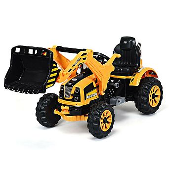 Costway 12V Battery Powered Kids Ride On Excavator Truck w/ Front Loader Digger